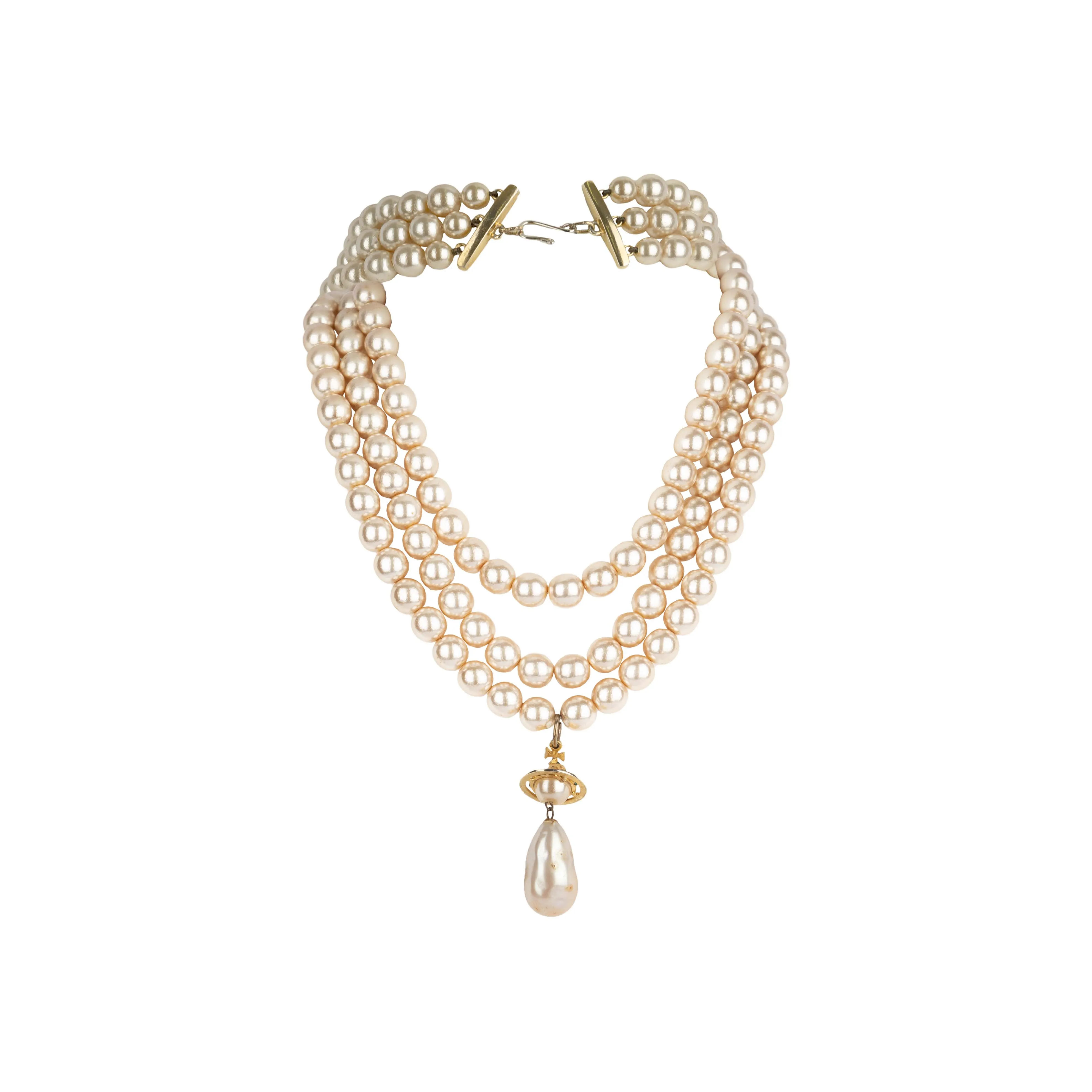 Vivienne Westwood Three Row Pearl Drop Choker - '20s