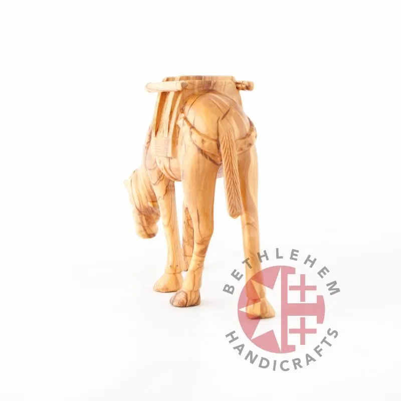 Wooden Camel Grazing Carving 7.9