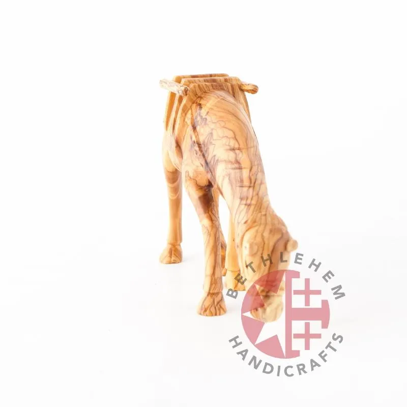 Wooden Camel Grazing Carving 7.9