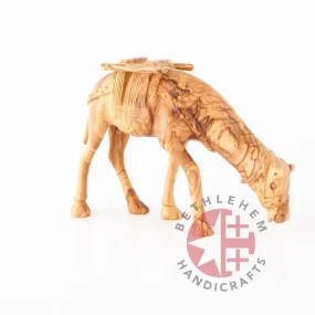 Wooden Camel Grazing Carving 7.9