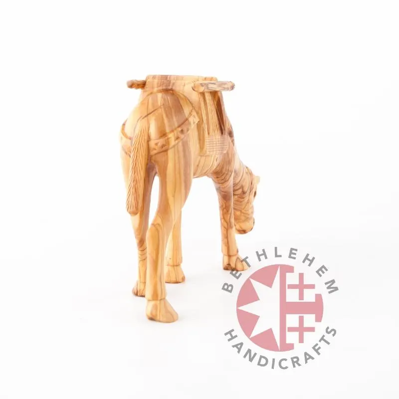 Wooden Camel Grazing Carving 7.9