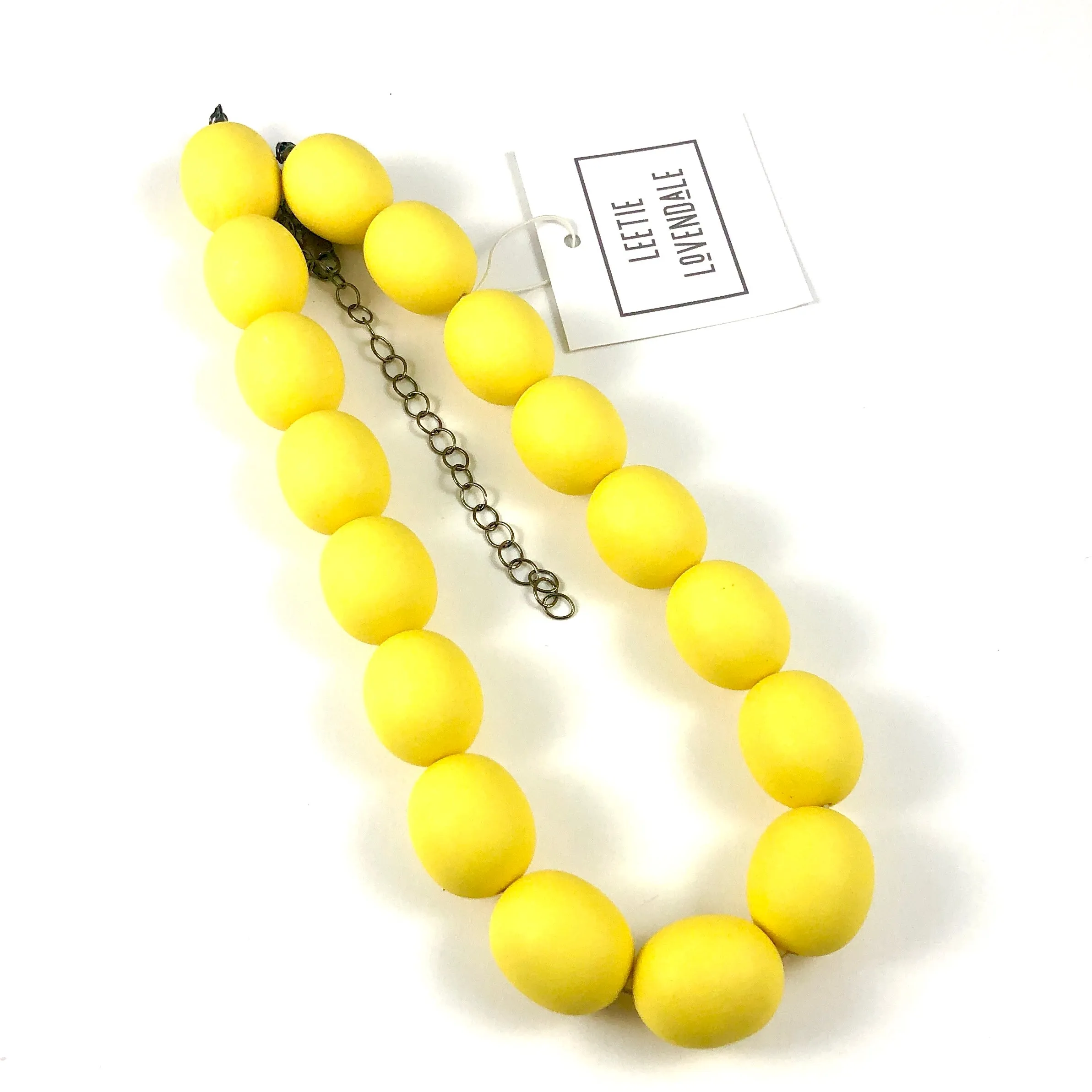 Yellow Matte Chunky Oval Beaded Marco Necklace