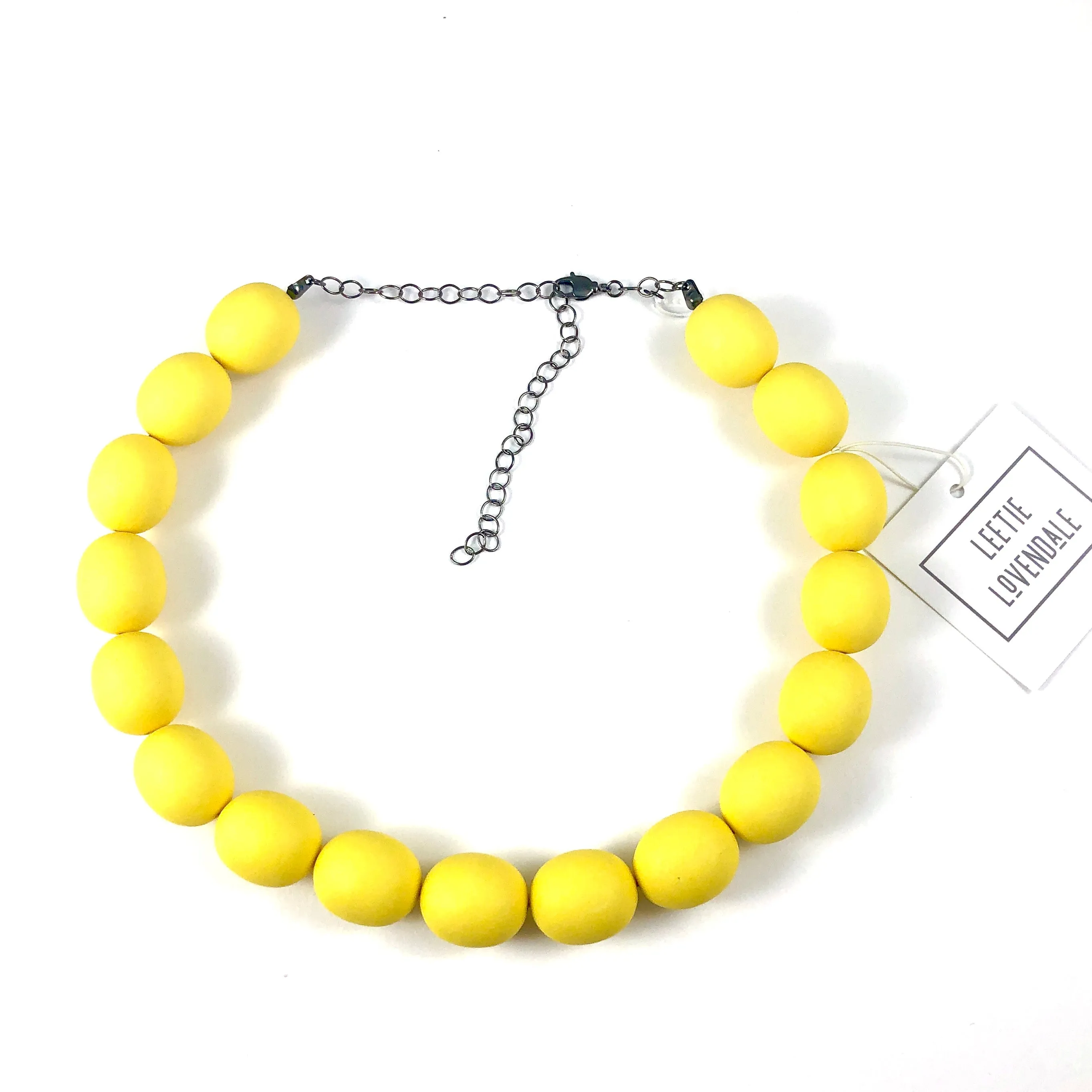 Yellow Matte Chunky Oval Beaded Marco Necklace