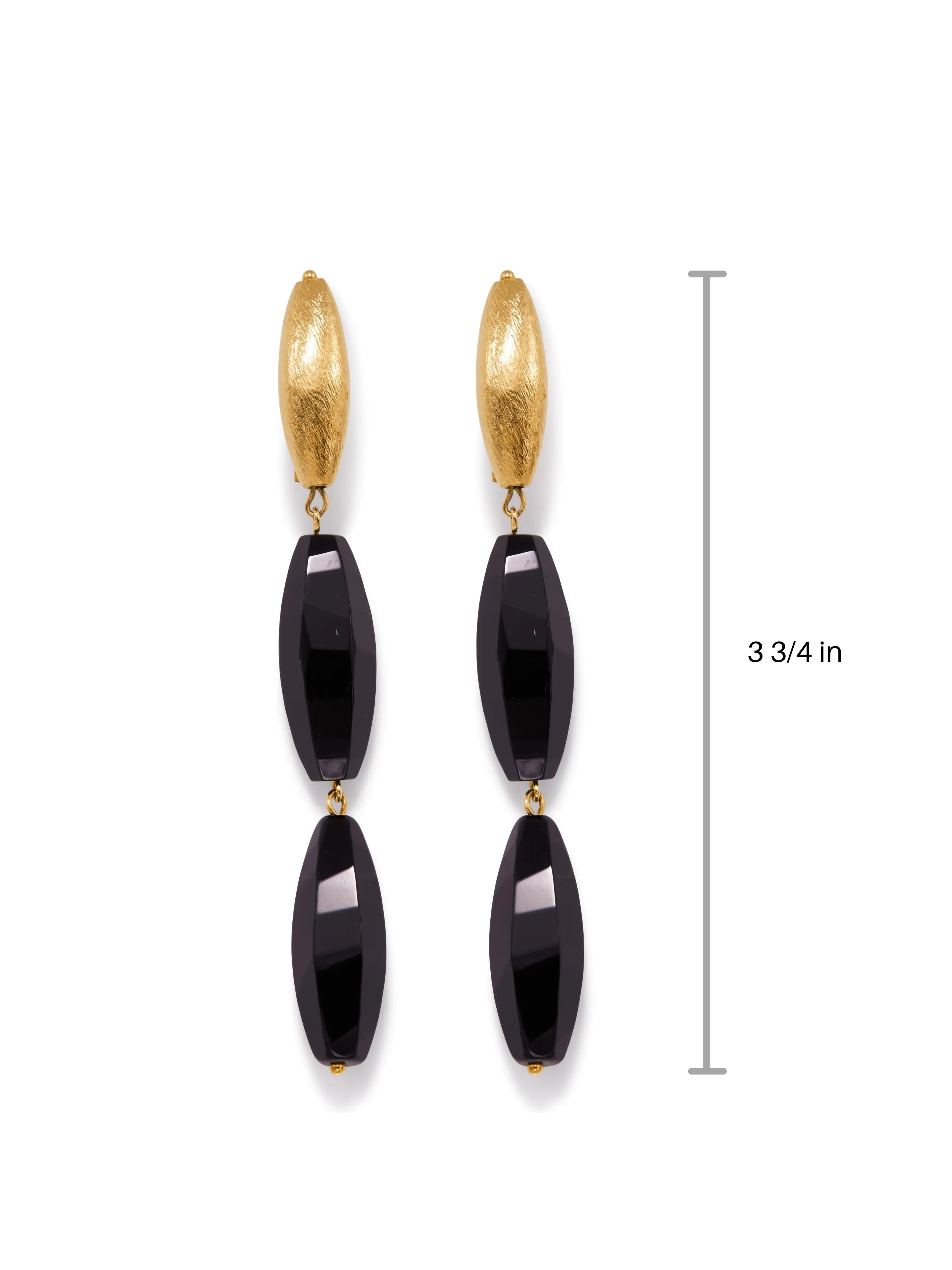 Zeppelin Gold Isla Onyx Clip-on Earrings